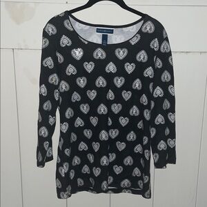 Karen Scott women’s size M Black with white hearts